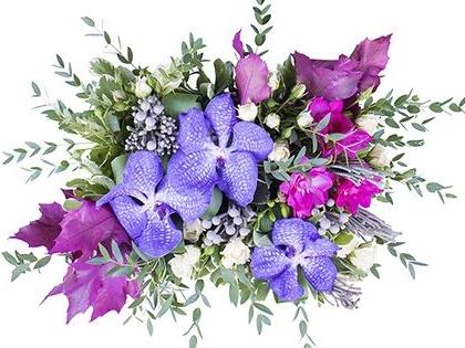Purple and White Vanda Orchids Signature Box Purple and White Vanda Orchids Signature Box