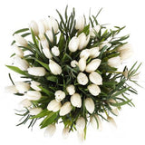 White Tulips with Greenery Bouquet - Flowers Box London