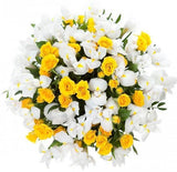Yellow Spray Roses with Iris Bouquet - Flowers Box London