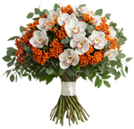 Amazing Cymbidium Orchids Bouquet with Rowan Berries
