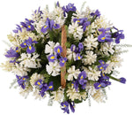 Basket of White Hyacinth and Blue Irises