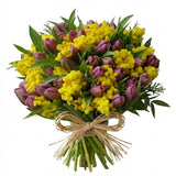 Charming Bouquet of Mimosa and Tulips