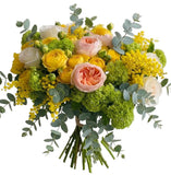 Mimosa with Garden Roses Elegant Bouquet