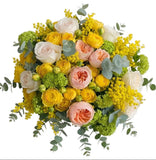 Mimosa with Garden Roses Elegant Bouquet