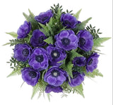 Blue Anemone Bouquet with Greenery