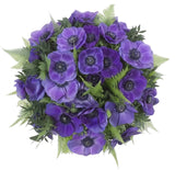 Blue Anemone Bouquet with Greenery