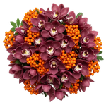 Bouquet of Cymbidium Orchids and Rosehip Berries