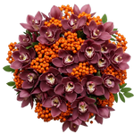 Bouquet of Cymbidium Orchids and Rosehip Berries