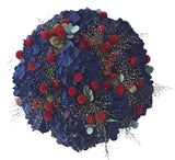 Bouquet of Navy Blue Hydrangea with Craspedia