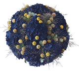 Bouquet of Navy Blue Hydrangea with Craspedia