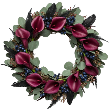 Calla Lily and Viburnum Blueberries Door Wreath