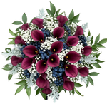 Calla Lily with Gypsophila and Blueberries Bouquet