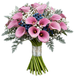Calla Lily with Gypsophila and Blueberries Bouquet