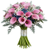 Calla Lily with Gypsophila and Blueberries Bouquet