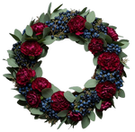 Burgundy Carnations with Blueberries Door Wreath