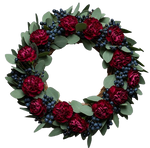 Burgundy Carnations with Blueberries Door Wreath
