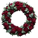 Carnations with Eucalyptus Wreath