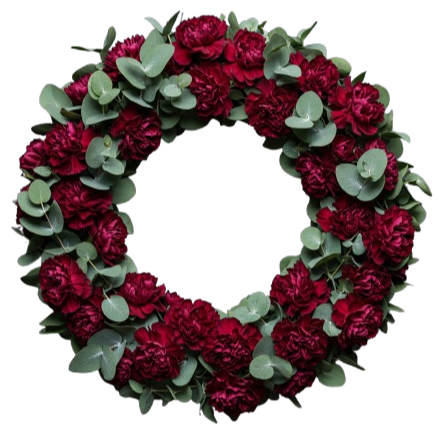 Carnations with Eucalyptus Wreath