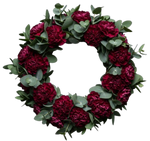 Carnations with Eucalyptus Wreath