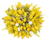 Charming Bouquet of Mimosa With Tulips and Tanacetum