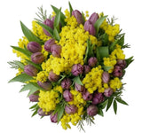 Charming Bouquet of Mimosa and Tulips