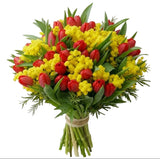 Charming Bouquet of Mimosa and Tulips