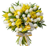 Charming Bouquet of Mimosa and Tulips