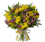 Charming Bouquet of Mimosa and Tulips