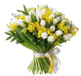 Charming Bouquet of Mimosa and Tulips