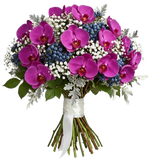Charming Bouquet of Phalaenopsis Orchids with Gypsophila and Berries