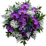 Charming Bouquet of Phalaenopsis Orchids with Gypsophila and Berries