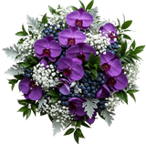 Charming Bouquet of Phalaenopsis Orchids with Gypsophila and Berries
