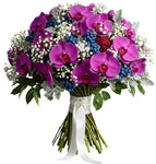 Charming Bouquet of Phalaenopsis Orchids with Gypsophila and Berries