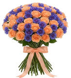 Elegant Bouquet of Roses with Blue Corflowers