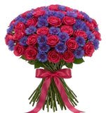 Elegant Bouquet of Roses with Blue Corflowers