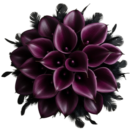 Feathered and Calla Lily Fantasy Bouquet