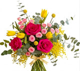 Fragrant Bouquet of Mimosa with Colored Blooms