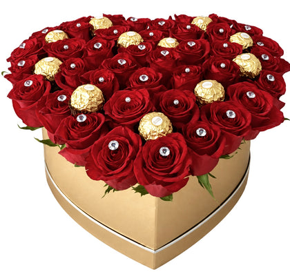 Roses Diamond and Pearls Heart Box