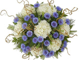 Hydrangea and Cornflowers with Curly Willow Bouquet