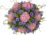 Hydrangea and Cornflowers with Curly Willow Bouquet