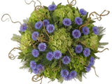 Hydrangea and Cornflowers with Curly Willow Bouquet