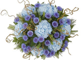 Hydrangea and Cornflowers with Curly Willow Bouquet
