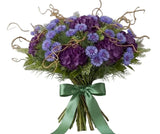 Hydrangea and Cornflowers with Curly Willow Bouquet