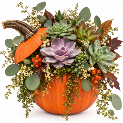Succulent Halloween Pumpkin