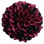 Luxury Bouquet of Red and Black Roses with Calla Lily