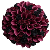 Luxury Bouquet of Red and Black Roses with Calla Lily