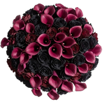 Luxury Bouquet of Red and Black Roses with Calla Lily