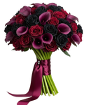 Luxury Bouquet of Red and Black Roses with Calla Lily