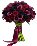 Luxury Bouquet of Red and Black Roses with Calla Lily