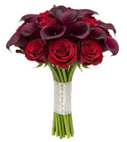 Luxury Burgundy Calla Lily and Roses Bridal Bouquet